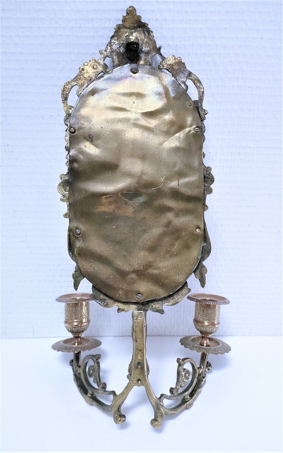 Image 1 of Spiegel Kerzenständer Bronze Anfang 20.
