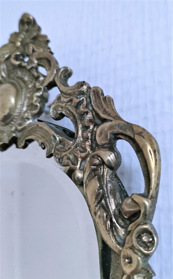 Image 1 of Spiegel Kerzenständer Bronze Anfang 20.