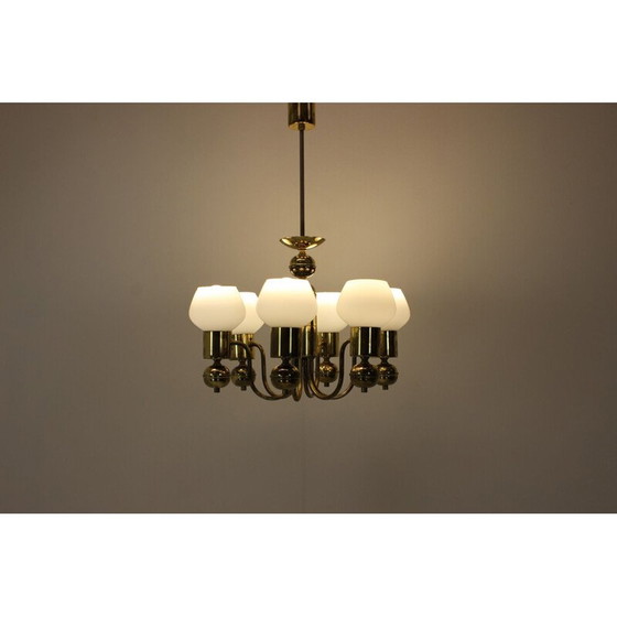 Image 1 of Vintage-Kronleuchter aus Glas und Messing von Kamenicky Senov, Tschechien 1960