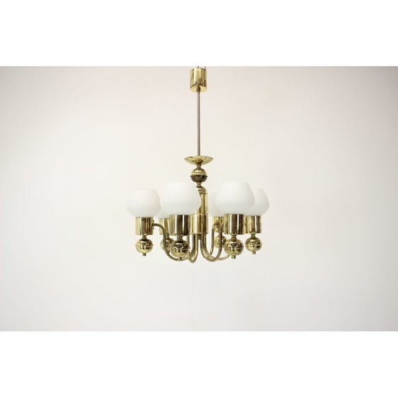 Image 1 of Vintage-Kronleuchter aus Glas und Messing von Kamenicky Senov, Tschechien 1960