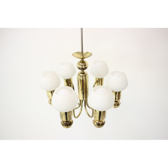 Image 1 of Vintage-Kronleuchter aus Glas und Messing von Kamenicky Senov, Tschechien 1960