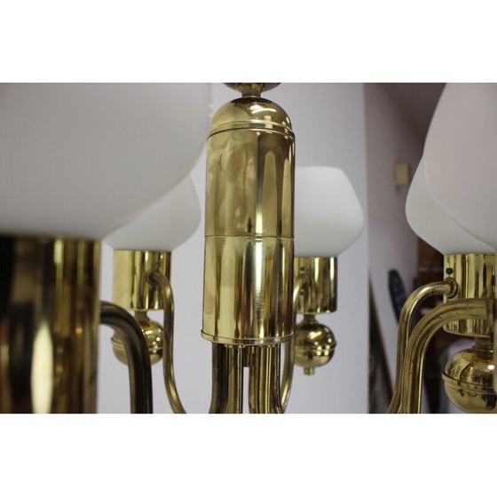 Image 1 of Vintage-Kronleuchter aus Glas und Messing von Kamenicky Senov, Tschechien 1960