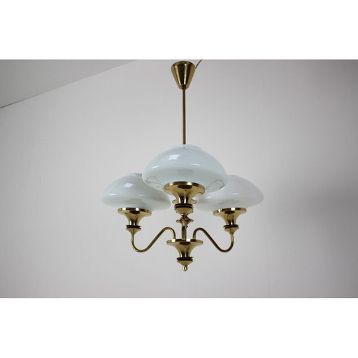 Vintage-Kronleuchter aus Messing und Glas, Tschechoslowakei 1970