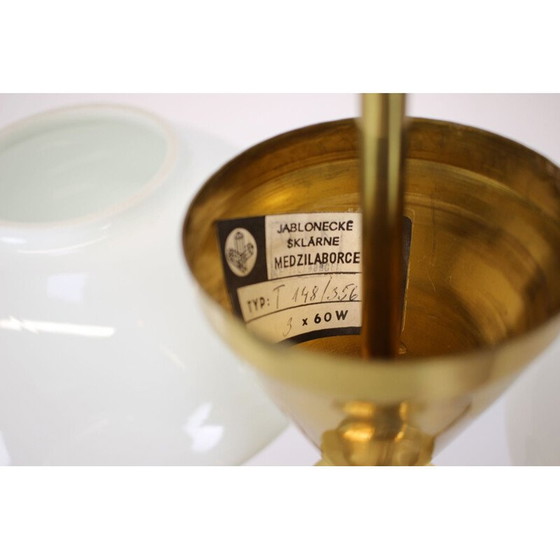 Image 1 of Vintage-Kronleuchter aus Messing und Glas, Tschechoslowakei 1970