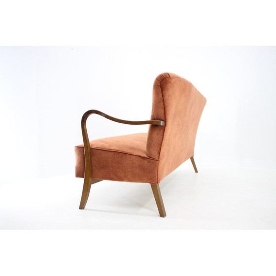 Image 1 of Vintage 3-Sitzer Sofa aus Samt von Alfred Christensen, Dänemark 1940er Jahre