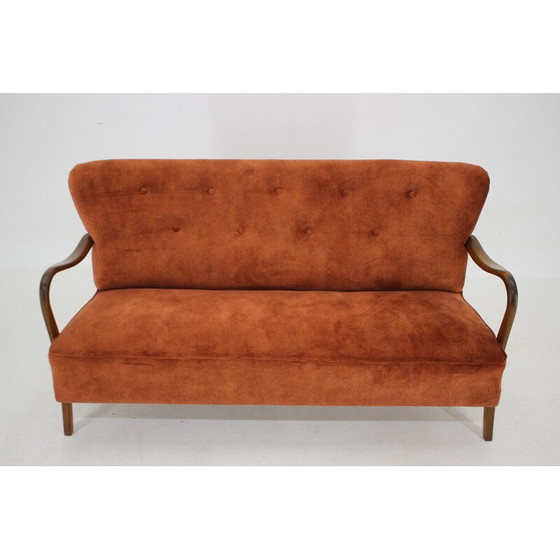 Image 1 of Vintage 3-Sitzer Sofa aus Samt von Alfred Christensen, Dänemark 1940er Jahre