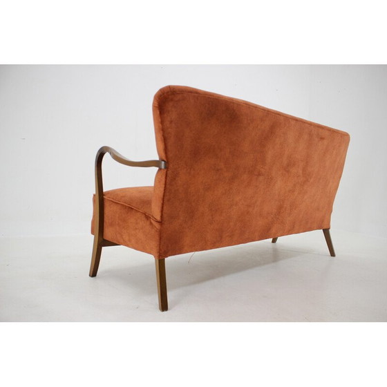 Image 1 of Vintage 3-Sitzer Sofa aus Samt von Alfred Christensen, Dänemark 1940er Jahre