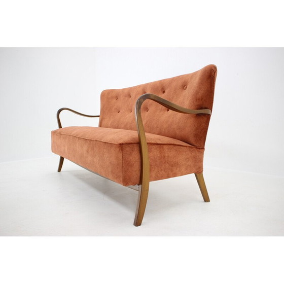 Image 1 of Vintage 3-Sitzer Sofa aus Samt von Alfred Christensen, Dänemark 1940er Jahre