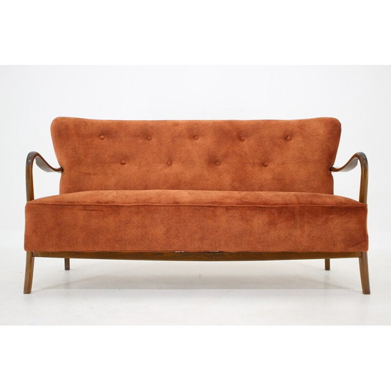 Image 1 of Vintage 3-Sitzer Sofa aus Samt von Alfred Christensen, Dänemark 1940er Jahre