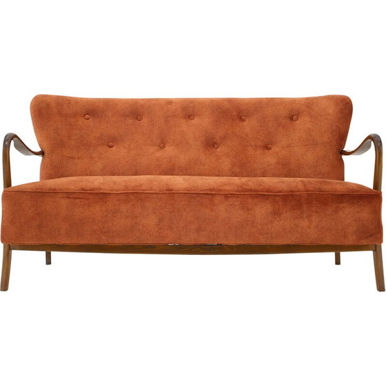 Image 1 of Vintage 3-Sitzer Sofa aus Samt von Alfred Christensen, Dänemark 1940er Jahre
