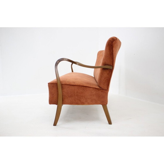 Image 1 of Vintage 3-Sitzer Sofa aus Samt von Alfred Christensen, Dänemark 1940er Jahre