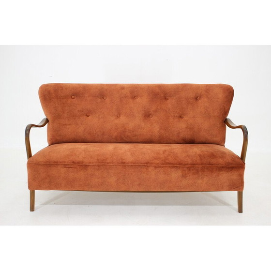Image 1 of Vintage 3-Sitzer Sofa aus Samt von Alfred Christensen, Dänemark 1940er Jahre
