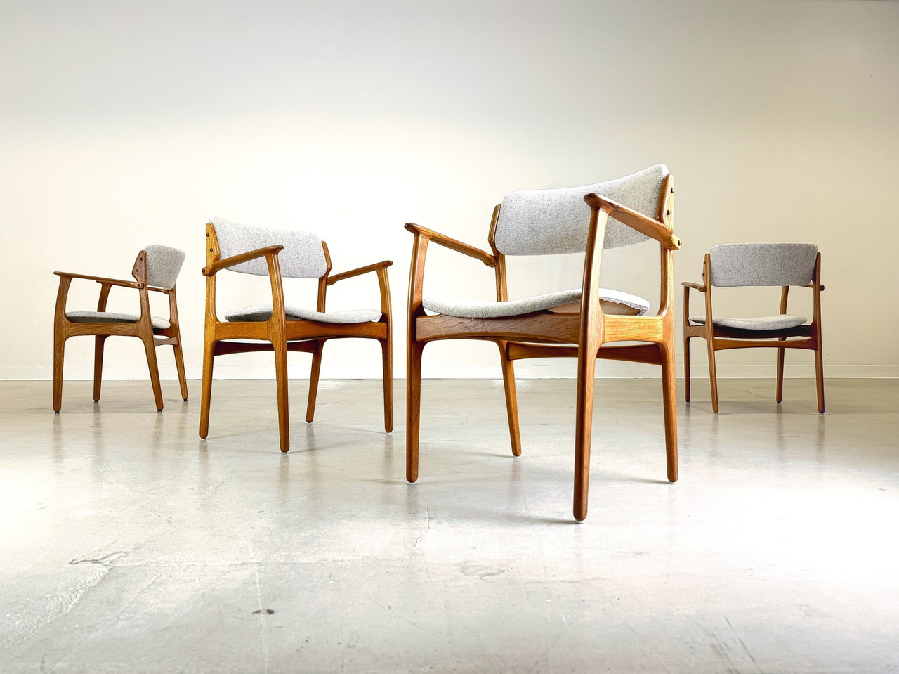 4er Set Teakholz Dining Chairs, Drabert, hot Danish, Vintage, Stühle