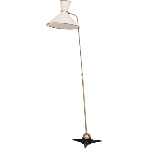 Verstellbare Stehlampe aus französischem Messing von Robert Mathieu, 1950er Jahre