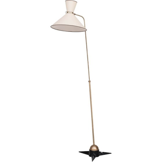 Image 1 of Verstellbare Stehlampe aus französischem Messing von Robert Mathieu, 1950er Jahre