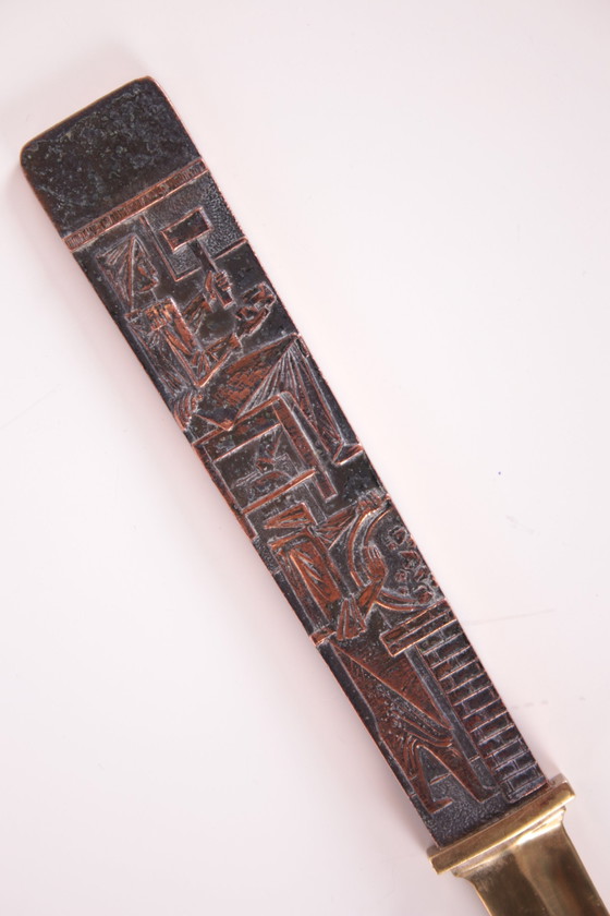 Image 1 of Old Vintage Brieföffner mit geschnitztem Griff, Dänemark