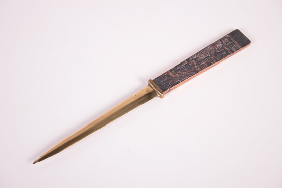 Image 1 of Old Vintage Brieföffner mit geschnitztem Griff, Dänemark