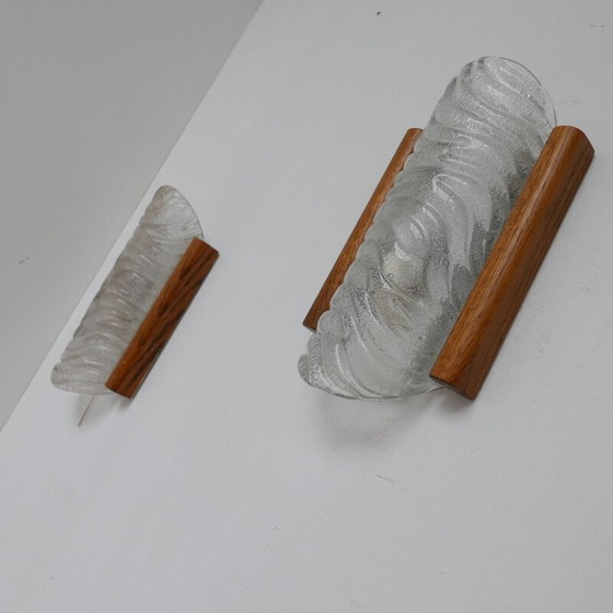 Image 1 of Wandlampen aus Glas und Eiche, Belgien 1960