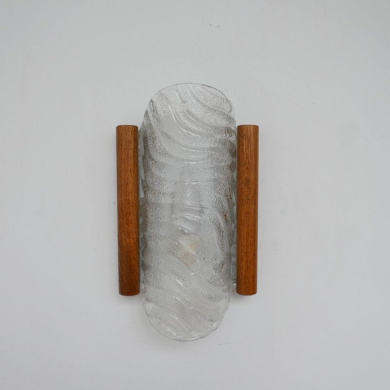 Image 1 of Wandlampen aus Glas und Eiche, Belgien 1960