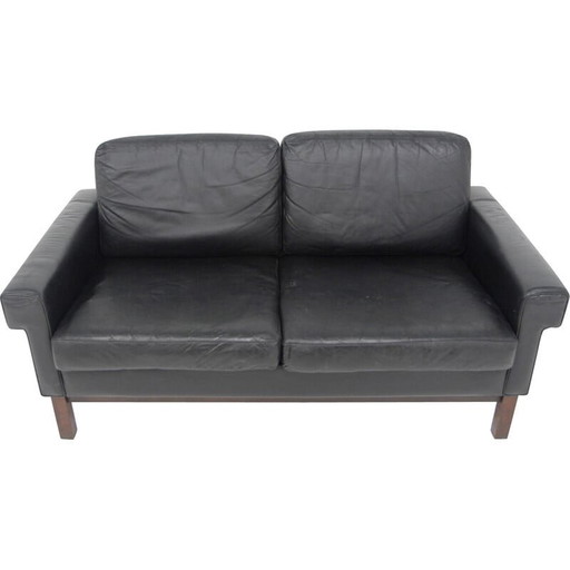 Skandinavisches 2-Sitzer-Ledersofa, Schweden 1950