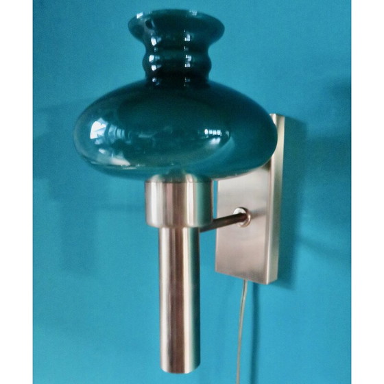 Image 1 of Vintage Wandlampe aus gebürstetem Messing und Glas Vitrika, Dänemark 1980