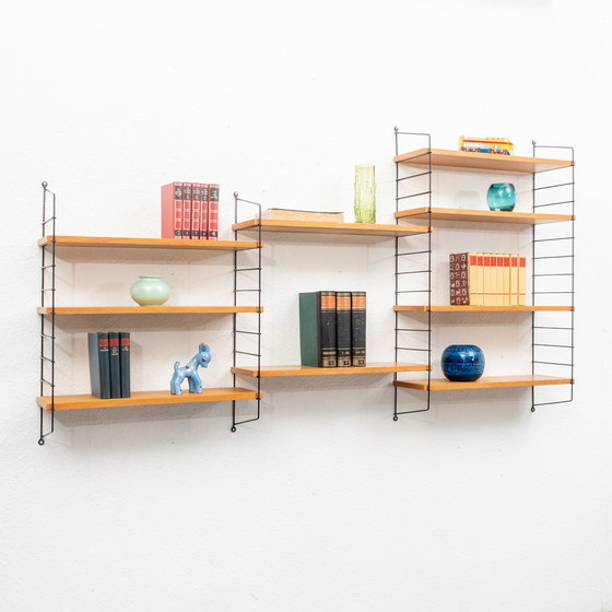 Image 1 of 60er Jahre Wandregal, Buche, schwarze Leitern