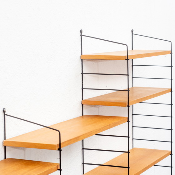 Image 1 of 60er Jahre Wandregal, Buche, schwarze Leitern