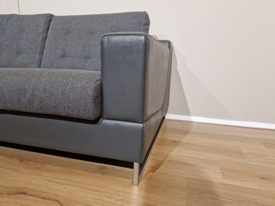 Image 1 of Leolux Cuno 2-Sitzer Sofa Grau Leder Stoff Design Cuno Frommherz