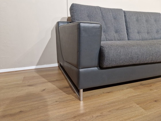 Image 1 of Leolux Cuno 2-Sitzer Sofa Grau Leder Stoff Design Cuno Frommherz