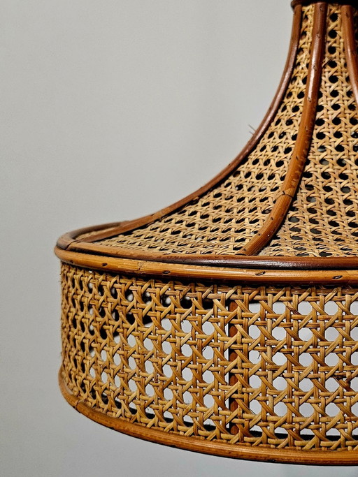 Mid-Century Italienischer Rattan-Kronleuchter