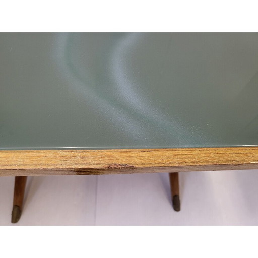 Vintage-Esstisch mit Glasplatte, 1950