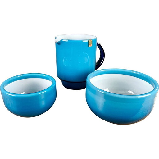 Set aus Krug und Schalen aus Glas von Michael Bang für Holmegaard, 1970er Jahre