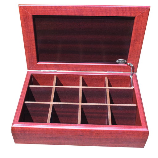 Große Hazorfim Teedose aus Holz mit Sterling Silber Deckel