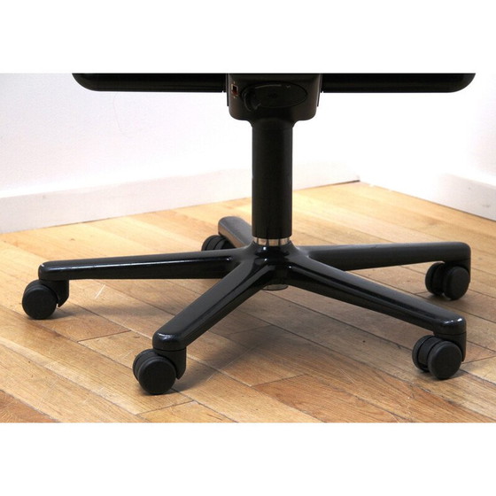Image 1 of Vintage Büro-Sessel aus Metall und schwarzem Leder für Wilkhann, 1990