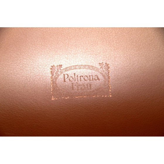 Image 1 of Satz von 4 Vintage-Bürostühlen von Poltrona Frau aus schwarz gebeiztem Metall und braunem Leder