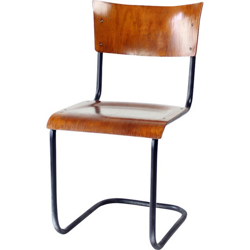 Vintage Bürostuhl aus gebogenem Stahl und Sperrholz für Kovona, Tschechoslowakei 1950