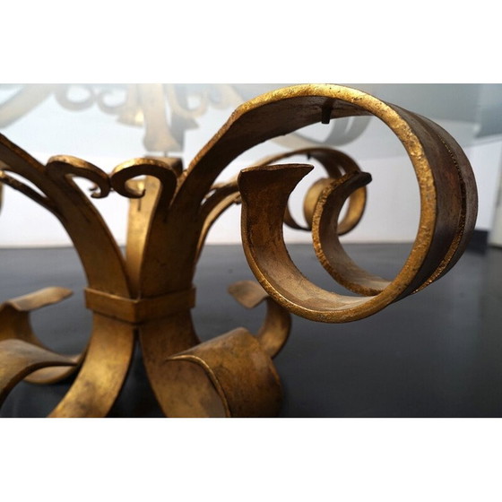 Image 1 of Vintage Beistelltisch aus goldenem Metall und Glas, Deutschland 1970