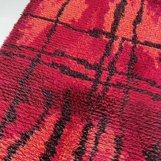 Image 1 of Abstrakter skandinavischer Hochflorteppich Örgryte Rya, Schweden 1960er Jahre