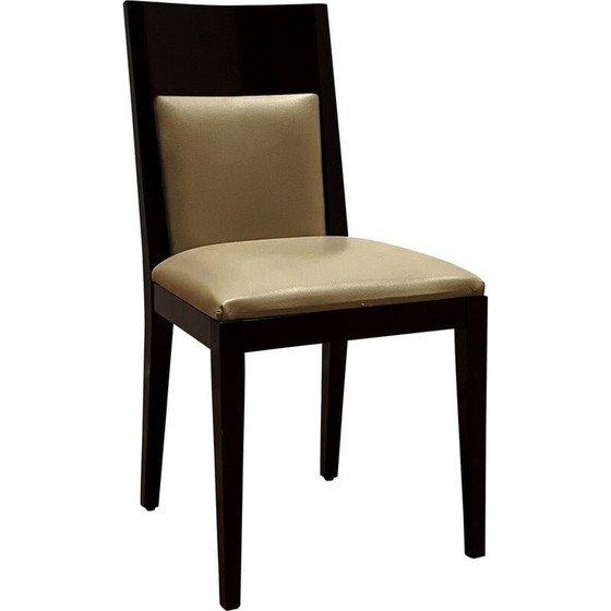 Image 1 of Vintage-Hotelsessel aus dunklem Holz und grau getöntem Leder