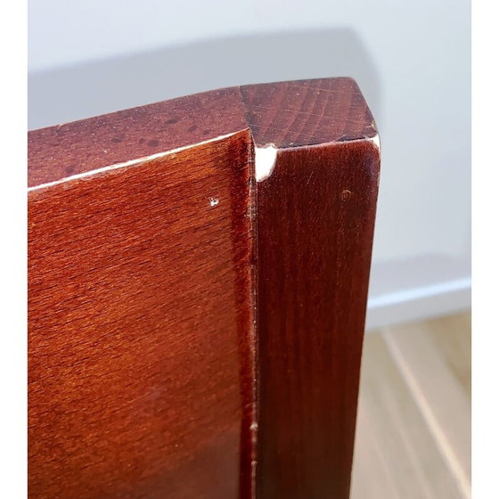 Image 1 of Vintage-Hotelsessel aus dunklem Holz und grau getöntem Leder