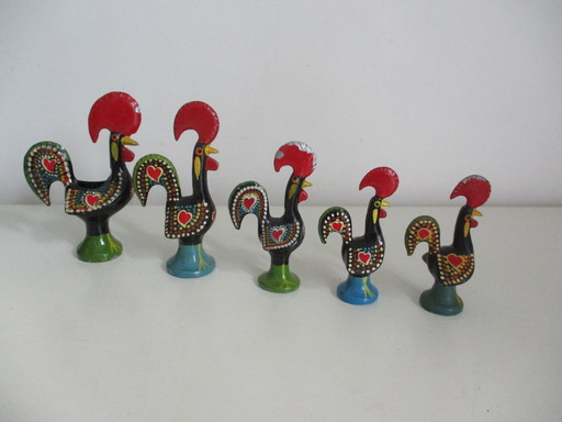 5 Stück Portugiesische Barcelos-Hähne