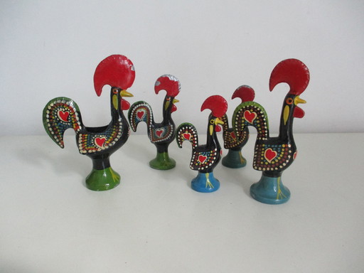 5 Stück Portugiesische Barcelos-Hähne