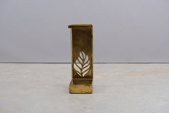 Image 1 of Vintage Schirmständer aus Messing mit Blatt Dekoration, 1970 