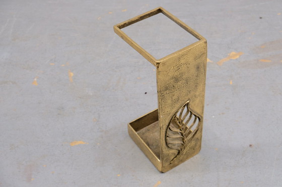Image 1 of Vintage Schirmständer aus Messing mit Blatt Dekoration, 1970 