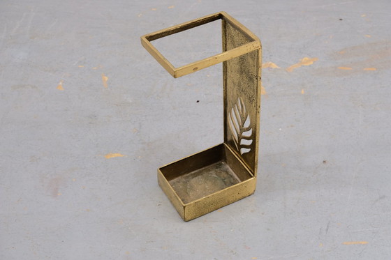 Image 1 of Vintage Schirmständer aus Messing mit Blatt Dekoration, 1970 