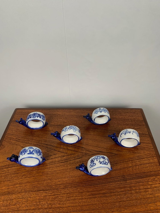 Image 1 of Satz von 6 Serviettenringen in Form von Schnecken, Rodes, 1970