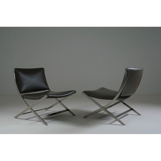Image 1 of Ein Paar Flexform-Sessel aus verchromtem Metall und Leder von Antonio Citterio
