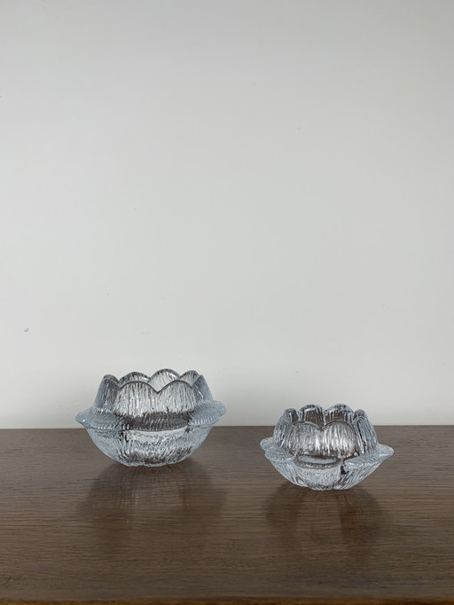 "Lotus" Glas-Kerzenhalter Duo von Holmegaard, Dänemark, 1970