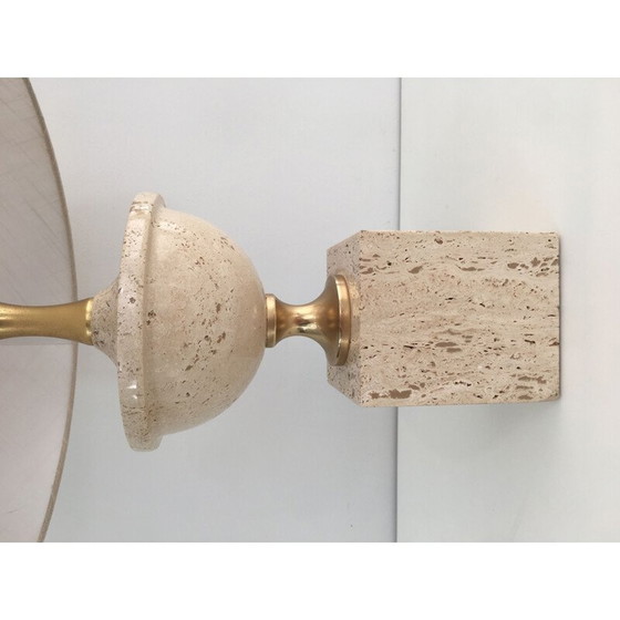 Image 1 of Vintage Tischlampe Baluster in Travertin 1970