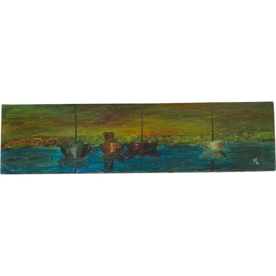 Image 1 of Vintage-Gemälde mit Booten, 1940